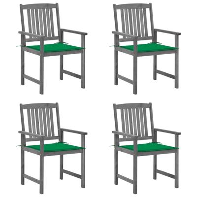Tuinstoelen 4 st met kussens massief acaciahout grijs