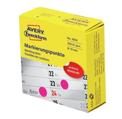 Avery marking dots, diameter 19 mm, rol met 250 stuks, rood