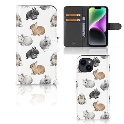 Telefoonhoesje | Met pasjeshouder | voor iPhone 15 Konijntjes