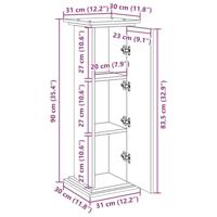 Sokkel met opbergruimte 31x30x90 cm bewerkt hout oud houtkleur - thumbnail