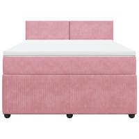 Boxspring met matras fluweel roze 140x200 cm - thumbnail