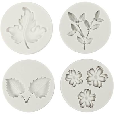 Creativ Company Siliconen vormen, bladeren en bloemen, h: 0,5 cm, l: 1,8-4,5 cm, 4 stuk/ 1 stuk Creativ Company Siliconen vormen, bladeren en bloemen, h: 0,5 cm, l: 1,8-4,5 cm, 4 stuk/ 1 stuk