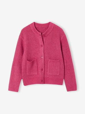 Vestje voor meisjes van fijn, schuimig breisel koraal Vestje voor meisjes van fijn, schuimig breisel koraal