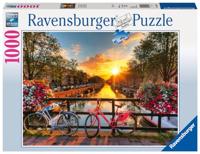 Ravensburger puzzel Fietsen in Amsterdam - 1000 stukjes - thumbnail