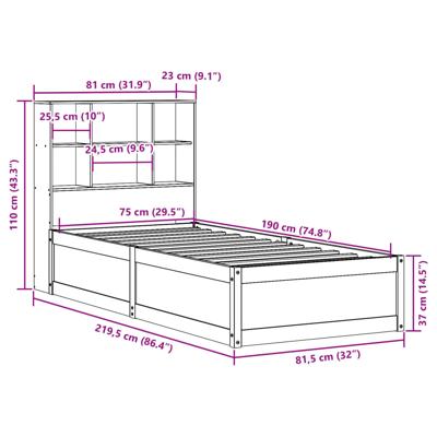 Bedframe zonder matras massief grenenhout 150x200 cm