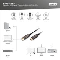 Digitus AK-340107-300-S DisplayPort-kabel DisplayPort / Glasvezel Aansluitkabel DisplayPort-stekker, DisplayPort-stekker 30.00 m Zwart 8K UHD - thumbnail