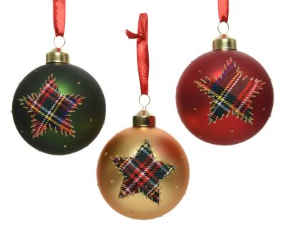 Kerstbal glas ruitster d8 cm assorti ronde kerstbal Deocris - Decoris