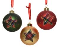 Kerstbal glas ruitster d8 cm assorti ronde kerstbal Deocris - Decoris - thumbnail