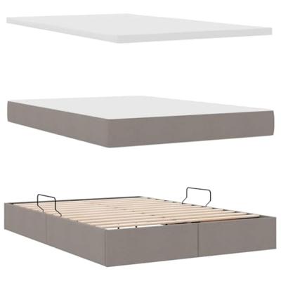 Opbergbed met matras met matras Taupe 140 x 200 cm Bewerkt hout