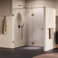 BRAUER Void Carving nisdeur 2-delig helder glas 170x200 omkeerbaar met draaideur 70 aan glas incl. glascoating PVD koper geborsteld - thumbnail