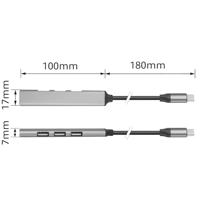 ACT AC6425 USB-C Hub | 3x USB-A 480Mbps | 1x USB-A 5Gbps | Aluminium | Kabellengte 18 cm - thumbnail