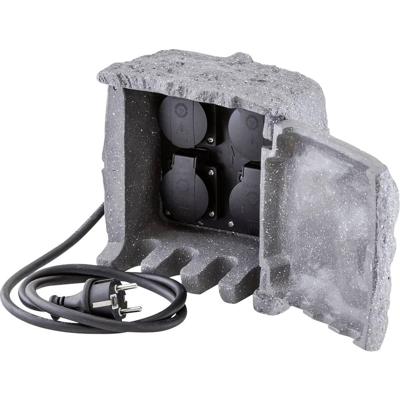 EVN 230415 Buitenstopcontact 4-voudig Granietgrijs (mat) Steenlook