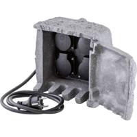EVN 230415 Buitenstopcontact 4-voudig Granietgrijs (mat) Steenlook - thumbnail