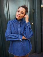 Blouse voor dames in jeans familie capsule double stone - thumbnail