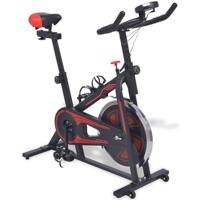 Hometrainer met hartslagsensoren zwart en rood - thumbnail