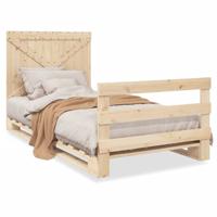 Bedframe met hoofdbord massief grenenhout 100x200 cm - thumbnail