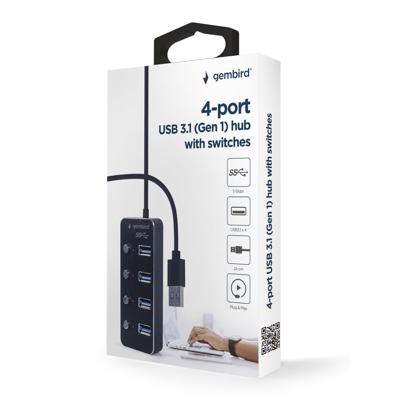 4 poorts USB 3.1 (Gen 1) hub met voeding 4 poorts USB 3.1 (Gen 1) hub met voeding