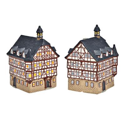 Wurm Lichthaus Rathaus Grünberg van porselein, Kleurrijk (B/H/D) 14x22x15cm