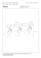 Lucide MADEE - Plafondspot - 3xE14 - Zwart - thumbnail