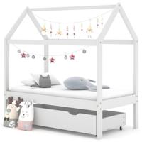 Kinderbedframe met lade massief grenenhout 70x140 cm wit - thumbnail
