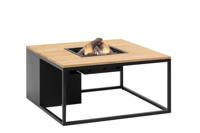 Cosiloft vuurtafel 100 x 100 cm. black - teak - thumbnail
