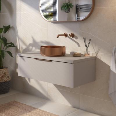 Saqu Lima badmeubel incl. afdekblad 100x51x32cm mat greige - koperen greep