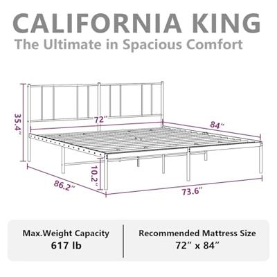 Bedframe met hoofdbord metaal zwart 183x213 cm