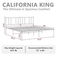 Bedframe met hoofdbord metaal zwart 183x213 cm - thumbnail