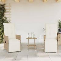 3-delige Bistroset met kussens poly rattan beige - thumbnail