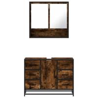 2-delige Badkamermeubelset bewerkt hout gerookt eikenkleurig - thumbnail