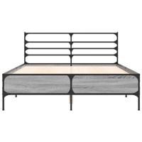 Bedframe bewerkt hout metaal grijs sonoma eiken 140x200 cm - thumbnail