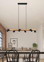 Trio HanglampMarley 6-lichts zwart met hout - 312490632 - thumbnail