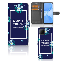 OPPO A73 5G Portemonnee Hoesje Flowers Blue DTMP - thumbnail
