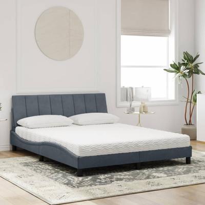 Bed met matras fluweel donkergrijs 160x200 cm - thumbnail