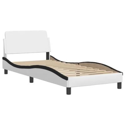 Bedframe "Viana" met LED zonder matras kunstleer wit en zwart 80x200 cm