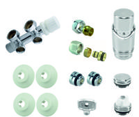 Radiator Onderblok Wiesbaden Haaks Chroom Links (Voor midden aansluiting) - thumbnail