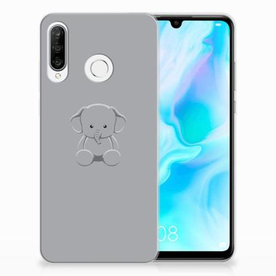 Huawei P30 Lite Telefoonhoesje met Naam Grijs Baby Olifant Huawei P30 Lite Telefoonhoesje met Naam Grijs Baby Olifant