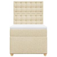 Boxspring met matras stof crèmekleurig 90x200 cm - thumbnail