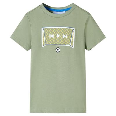 Kindershirt met doelprint 140 lichtkakikleurig Kindershirt met doelprint 140 lichtkakikleurig