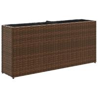 Plantenbakken met 2 potten 2 st 90x20x40 cm poly rattan bruin - thumbnail