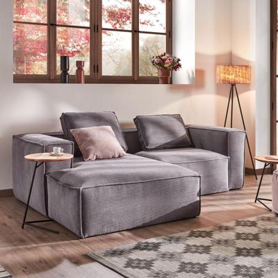 Kave Home Loungebank 'Blok' Rib, Links 240cm, kleur Donkergrijs