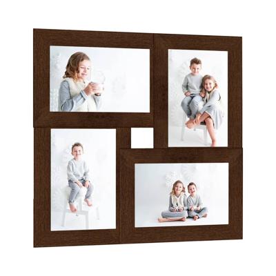 VidaXL Fotolijst voor 4x(10x15 cm) foto mdf donkerbruin