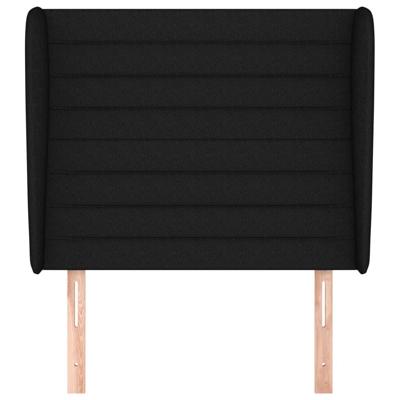 Hoofdbord met randen 83x23x118/128 cm stof zwart