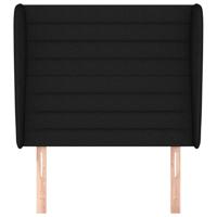 Hoofdbord met randen 83x23x118/128 cm stof zwart - thumbnail