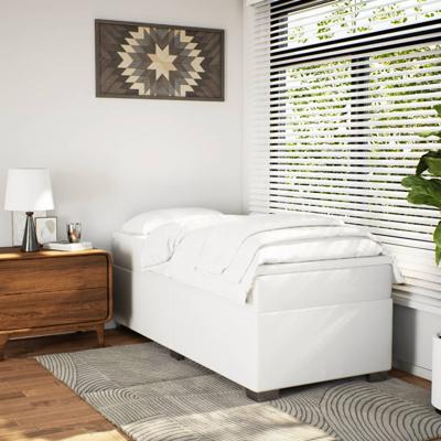 Boxspring met matras kunstleer wit 90x200 cm - thumbnail