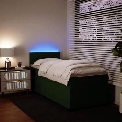 Boxspring met matras fluweel donkergroen 90x190 cm