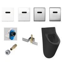 Urinoir Set Salenzi Hung Achterinlaat Mat Zwart met TECE Drukplaat Elektronisch - thumbnail