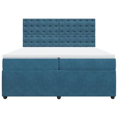 Boxspring met matras fluweel blauw 200x200 cm