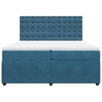 Boxspring met matras fluweel blauw 200x200 cm - thumbnail