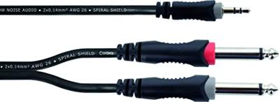 Cordial 14862 Audio Y-adapter [1x Jackplug male 3,5 mm - 2x Jackplug male 6,3 mm (mono)] PVC-mantel, Tweelingkabel